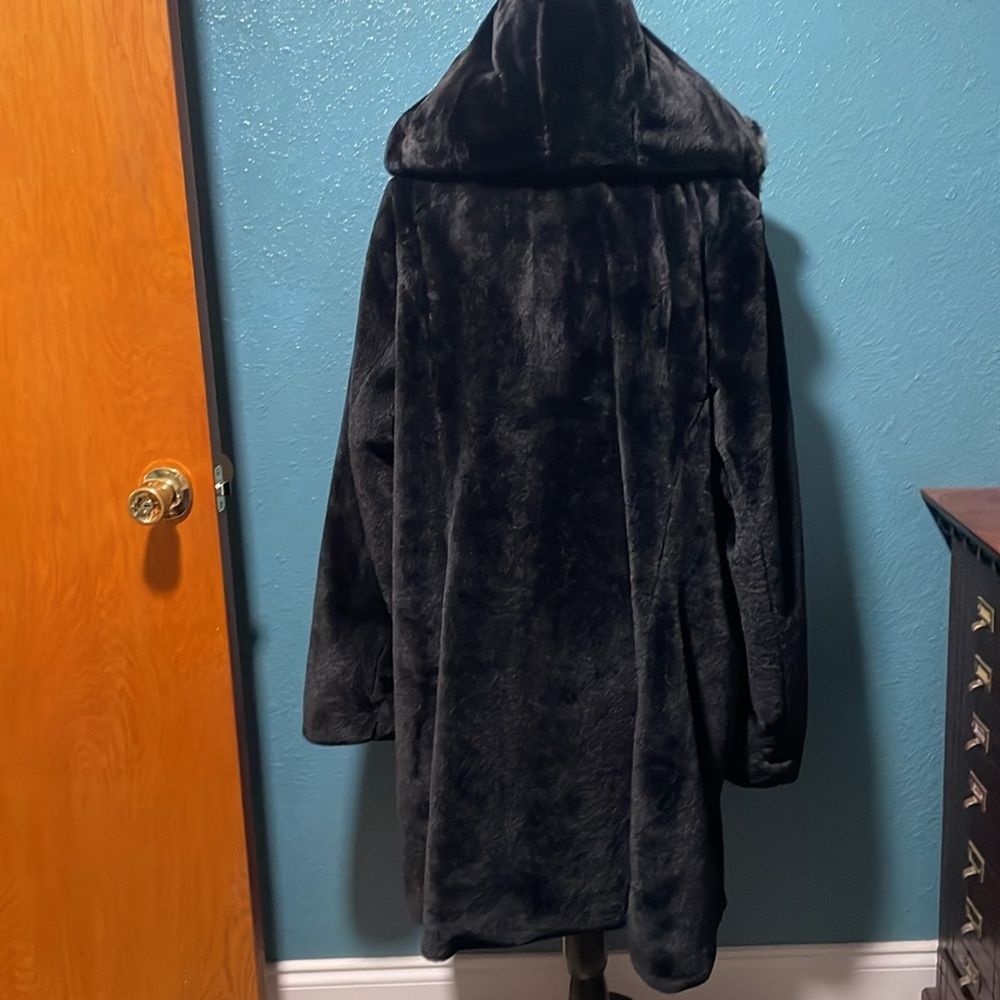 Dennis by Dennis Basso Gold, Super Soft Designer Faux Fur Coat, hood & collar-2x - Picture 3 of 12